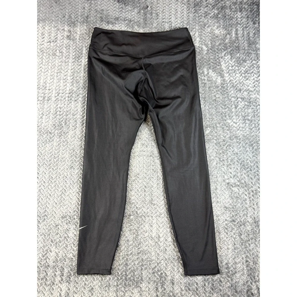 Nike Dri Fit Leggings Womens Large Black Stretch Swoosh‎ Athleisure Yoga Running